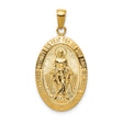 Miraculous Medal Our Lady of Graces with Words Oval Charm Pendant in Real 14k Yellow Gold