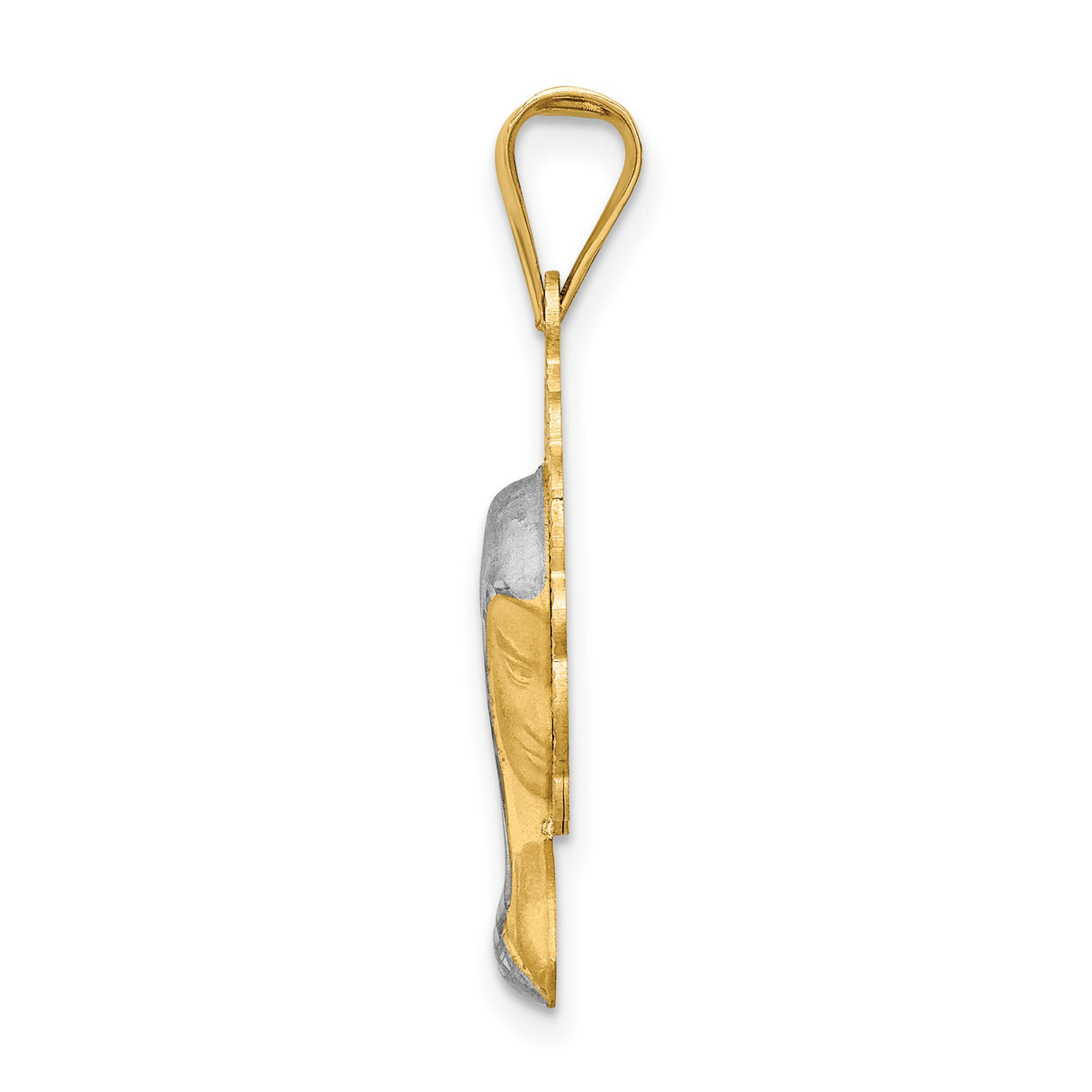 Mary Mother of God Blessed Virgin Figurine Shaped Charm Pendant in Real 14k Multi-Tone Gold