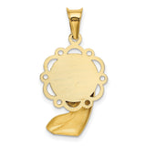Mary Mother of God Blessed Virgin Figurine Shaped Charm Pendant in Real 14k Multi-Tone Gold