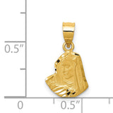 Satin Virgin Mary Figurine Charm Pendant in Real 14k Yellow Gold