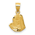 Satin Virgin Mary Figurine Charm Pendant in Real 14k Yellow Gold