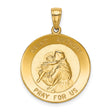 Solid Saint Anthony Pray For Us Words Round Charm Pendant in Real 14k Yellow Gold