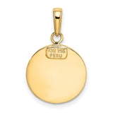 Saint Michael Pray For Us Words Round Medal Charm Pendant in Real 14k Yellow Gold