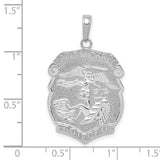 14k White Gold Saint Michael Pendant, Archangel Protection Medal with Protect Us Inscription