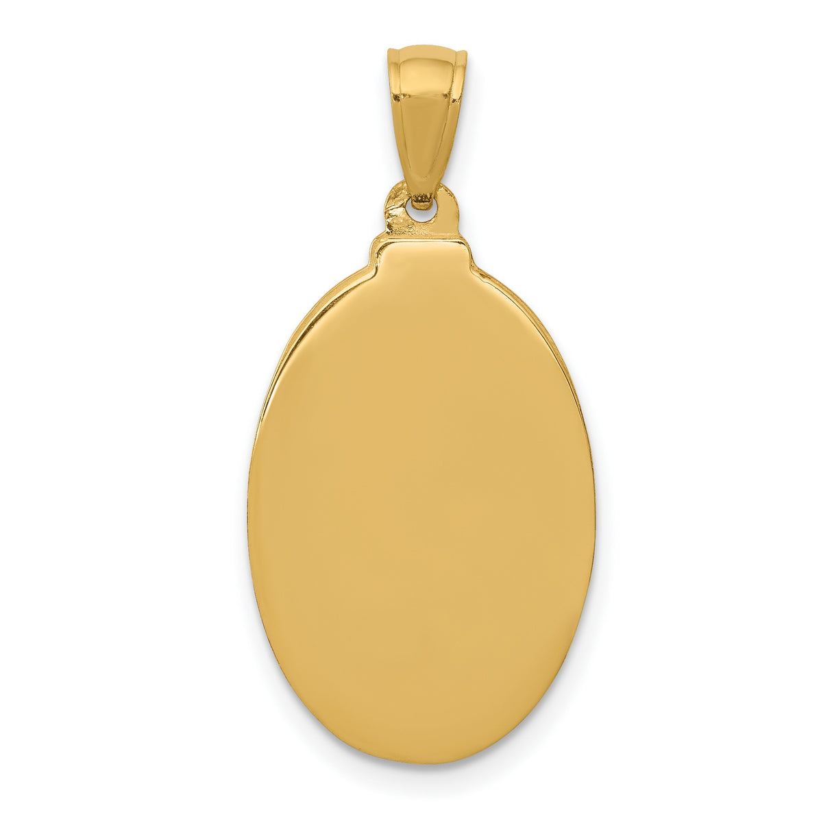 Saint Theresa Pray For Us Words Oval Medal Charm Pendant in Real 14k Yellow Gold