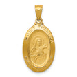 Saint Theresa Pray For Us Words Oval Medal Charm Pendant in Real 14k Yellow Gold