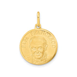 14k Yellow Gold Pope Francis Medallion Pendant with Papa Francesco Inscription
