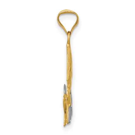14k Multi-Tone Gold Pendant, Girl in Prayer with Chalice and Host, First Communion Medal