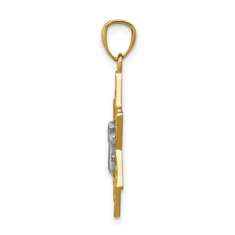14k Two-Tone Gold Star of David Chai Pendant with Filigree Detailing