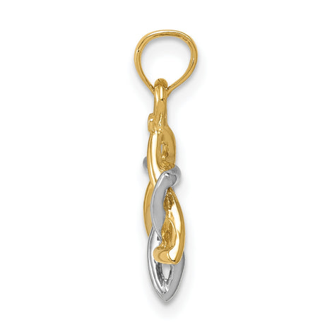 14k Two-Tone Gold Star of David Pendant with Intertwined Triangles, Unisex Jewish Charm