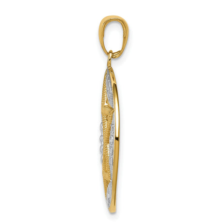 14k Multi-Tone Gold Star of David Pendant with Rhodium Accents, Chai Life Symbol, Hebrew Charm