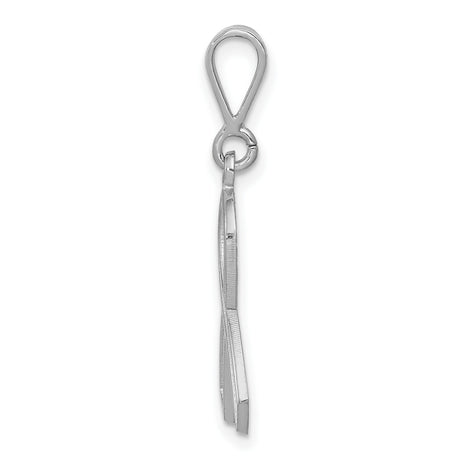 14k White Gold Awareness Ribbon Pendant, Textured and Polished Cancer Support Charm