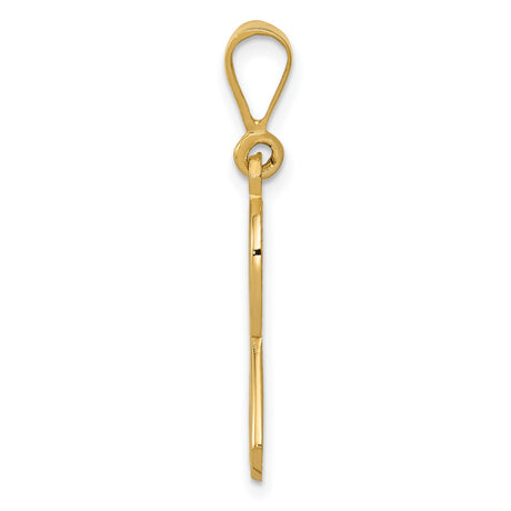 14k Yellow Gold Awareness Ribbon Pendant, Polished and Textured Memorial Jewelry for Women or Unisex