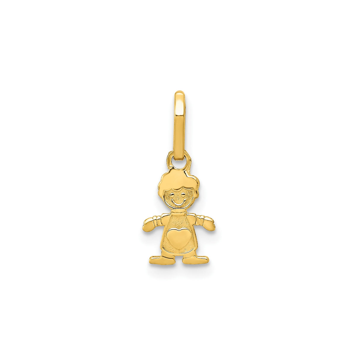 14k Yellow Gold Charm Pendant with Smiling Face and Heart Symbol, Sentimental Jewelry for Mom or Grandma