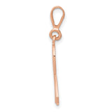 14k Rose Gold Awareness Ribbon Pendant with Textured and Polished Design
