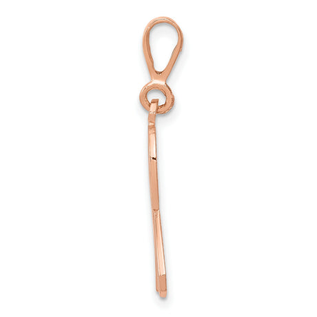 14k Rose Gold Awareness Ribbon Pendant with Textured and Polished Design