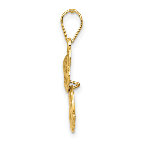 Polished Moveable Cat Charm Pendant in Real 14k Yellow Gold