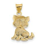 Polished Moveable Cat Charm Pendant in Real 14k Yellow Gold