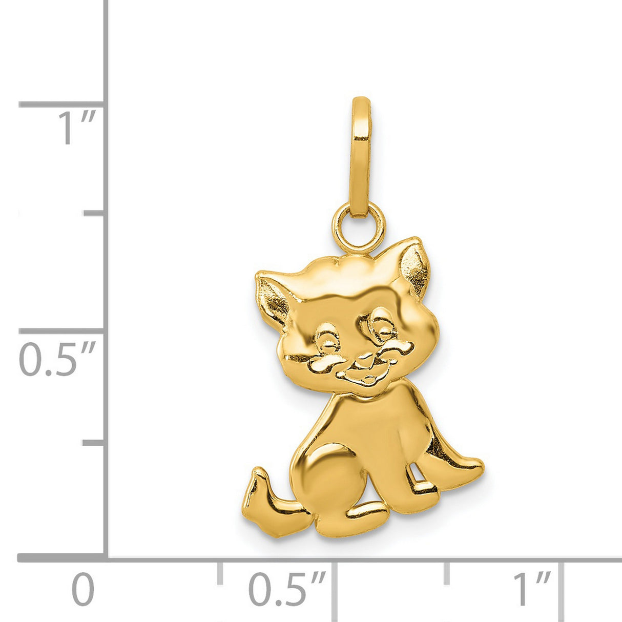 Polished Moveable Cat Charm Pendant in Real 14k Yellow Gold