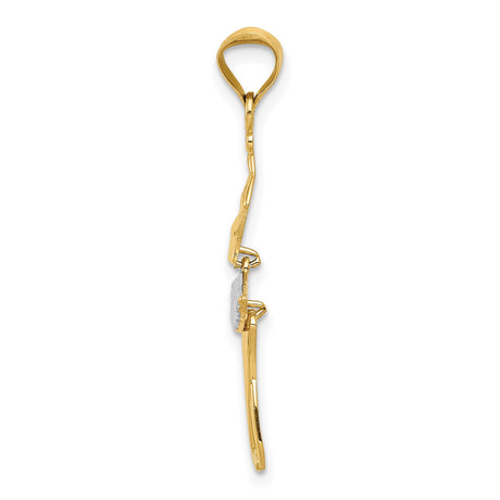 14k Multi-Tone Gold Ballet Pendant, Ballerina Charm with Detailed Tutu and Graceful Silhouette Design