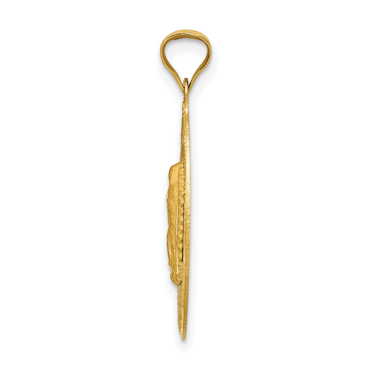 Polished Our Lady of Guadalupe Oval Charm Pendant in Real 14k Multi-Tone Gold