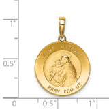 Solid Saint Anthony Pray For Us Words Charm Pendant in Real 14k Yellow Gold