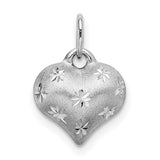 14k White Gold Heart Pendant with Starburst Detail, Modern Romantic Design for Women