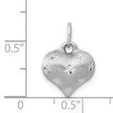 14k White Gold Heart Pendant with Starburst Detail, Modern Romantic Design for Women