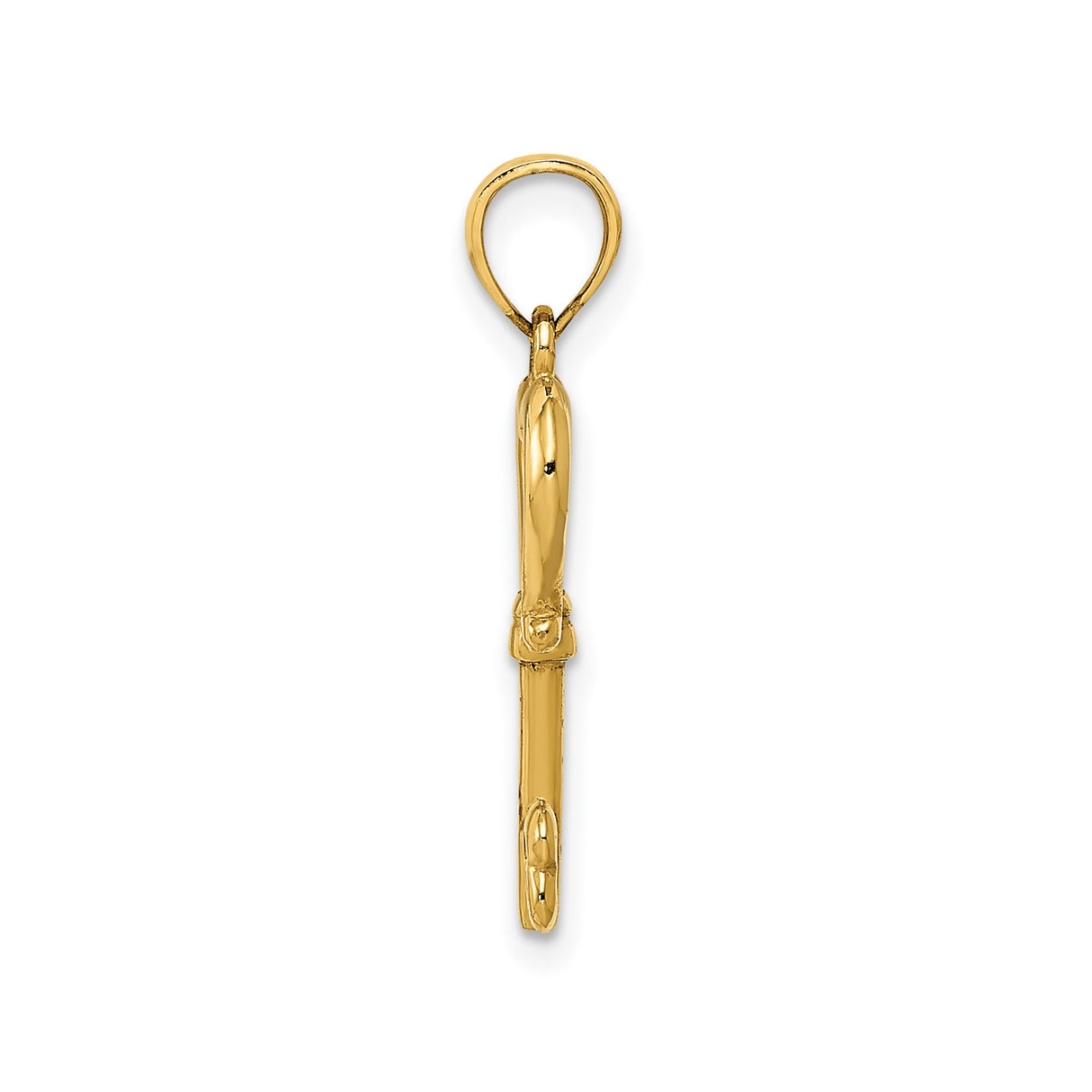 14k Yellow Gold Heart Key Pendant with Open Heart Design for Women