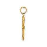 14k Yellow Gold Heart Key Pendant with Open Heart Design for Women