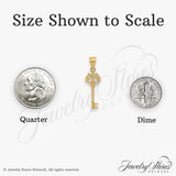 14k Yellow Gold Key Pendant with Ornate Scrollwork and Subtle Cross Accent, Christian Charm