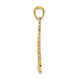 14k Yellow Gold and Rhodium Tree of Life Pendant with Heart Accents