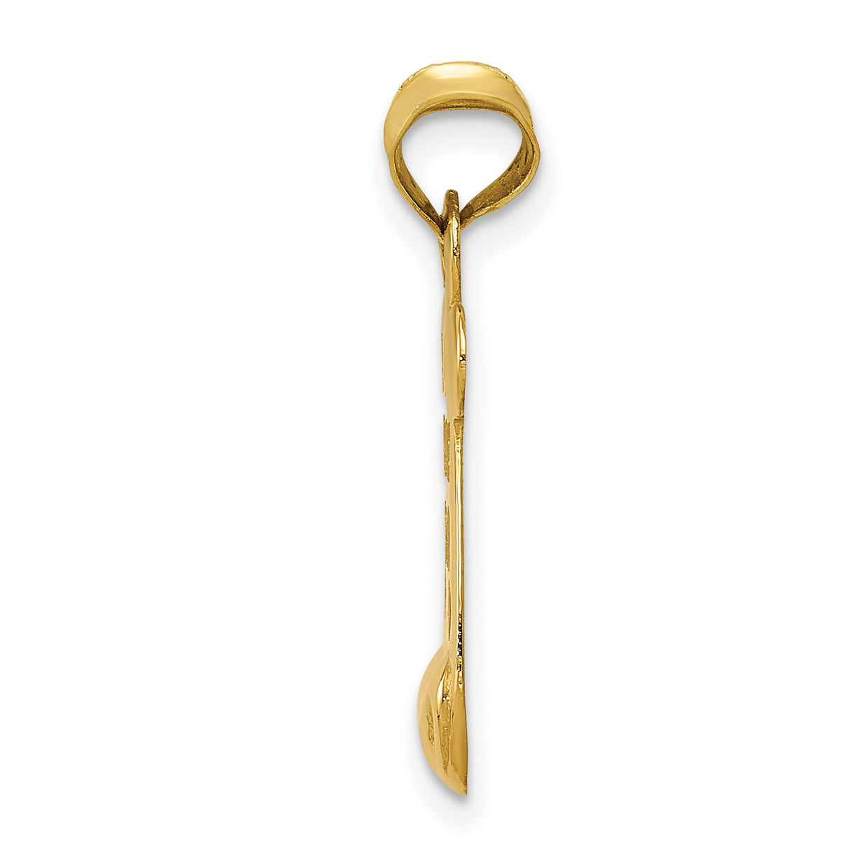 14k Yellow Gold Scroll Pendant with I Love You and Heart Design