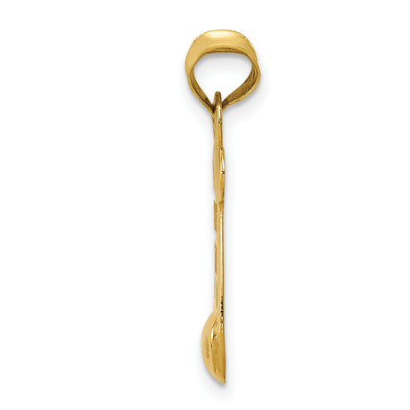 14k Yellow Gold Scroll Pendant with I Love You and Heart Design