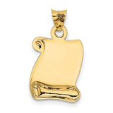 14k Yellow Gold Scroll Pendant with I Love You and Heart Design