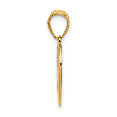 14k Yellow Gold Heart Pendant with Te Amo Text and Textured Background
