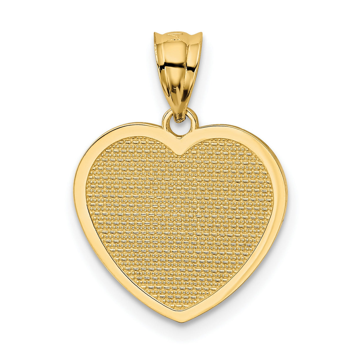 14k Yellow Gold Heart Pendant with Te Amo Text and Textured Background