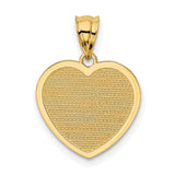 14k Yellow Gold Heart Pendant with Te Amo Text and Textured Background