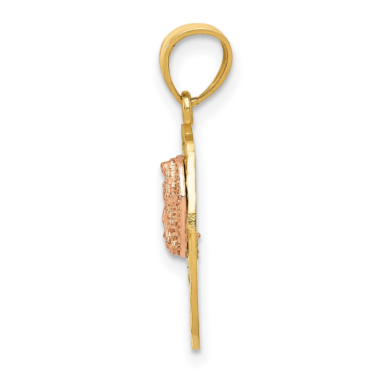 Our Lady of Guadalupe Number 15 Oval Charm Pendant in Real 14k Multi-Tone Gold