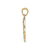 14k Two-Tone Gold Heart Pendant with MOM and Rose Gold Inner Heart