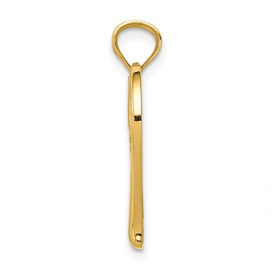 14k Yellow Gold Heart Pendant with Infinity Symbol and Mom Word