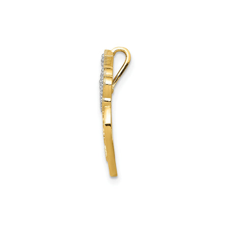 14k Multi-Tone Gold Heart Pendant with Crown Design, Daddys Little Girl Engraving for Girls