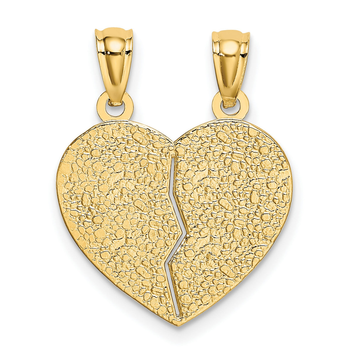 14k Yellow Gold Heart Pendant with Break-Apart Mom and Daughter Design