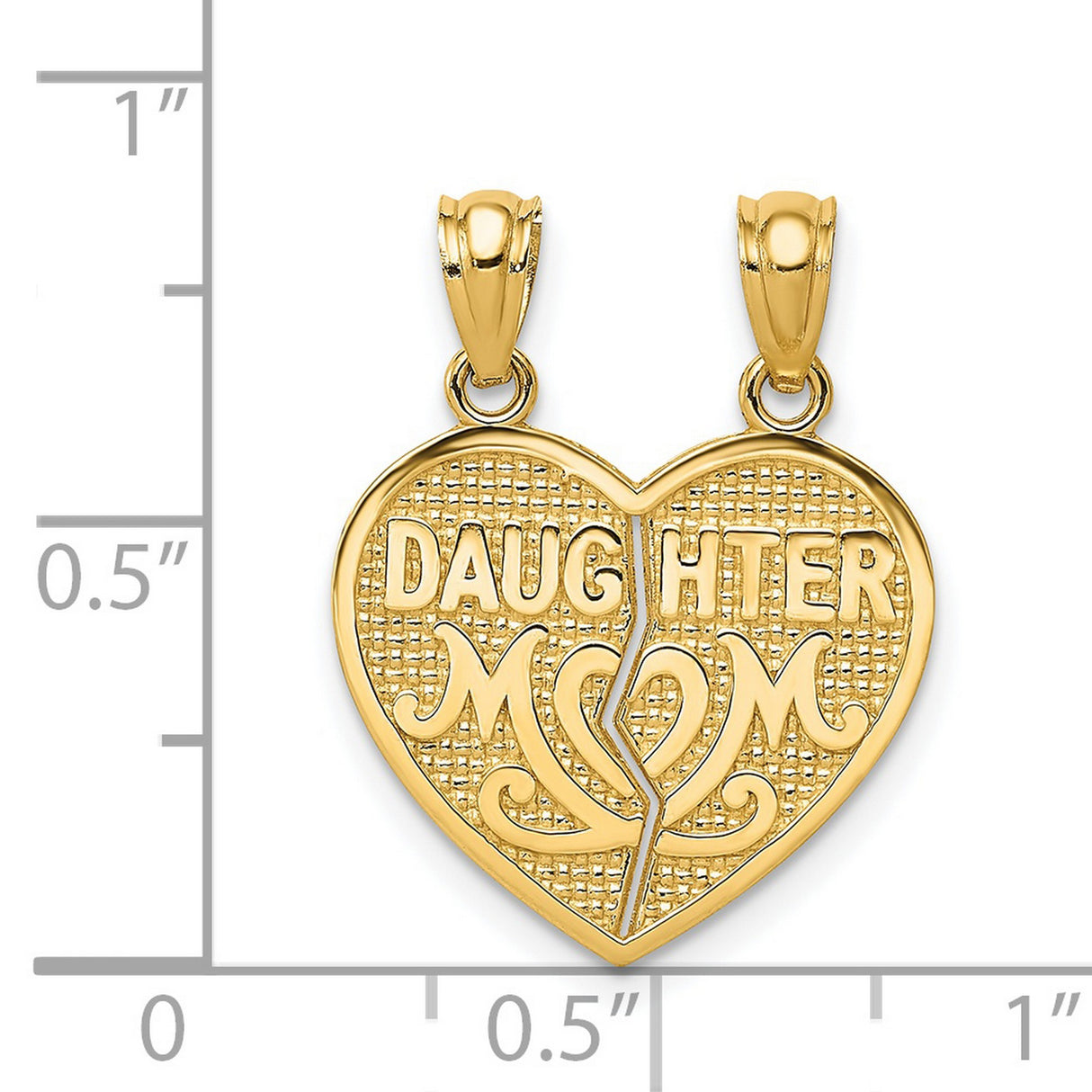 14k Yellow Gold Heart Pendant with Break-Apart Mom and Daughter Design