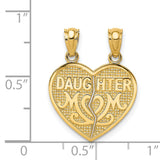 14k Yellow Gold Heart Pendant with Break-Apart Mom and Daughter Design