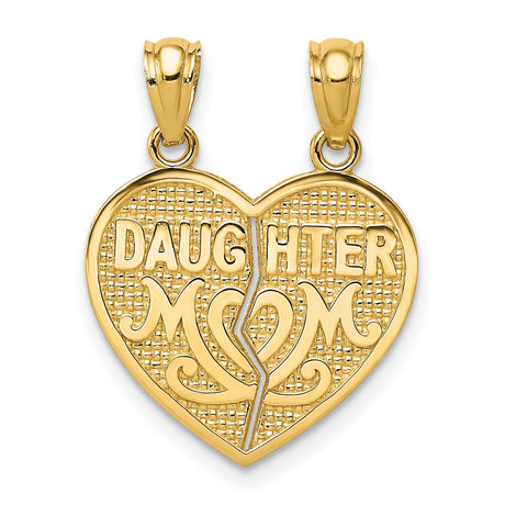14k Yellow Gold Heart Pendant with Break-Apart Mom and Daughter Design