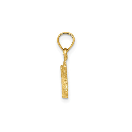 14k Yellow Gold Rabbit Pendant, Textured Bunny Charm Symbolizing Fertility and Luck