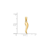 14k Yellow Gold Italian Horn Pendant, Cornicello Talisman Amulet for Protection and Good Luck