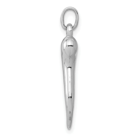 Hollow Italian Horn Charm Pendant in Real 14k White Gold
