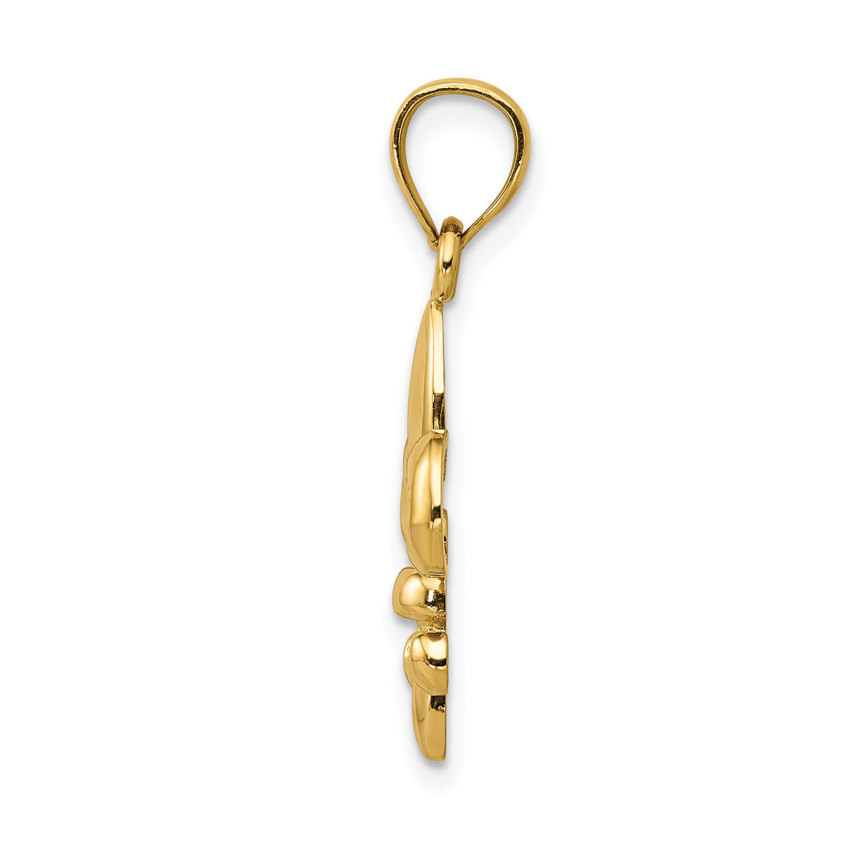 14k Yellow Gold Fleur De Lis Pendant, Polished French Symbol Charm for Women or Unisex